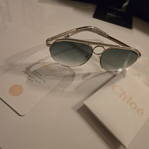 Chloe Gold Petrol Aviator Sunglasses